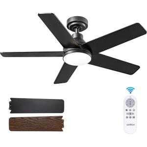 addlon Ceiling Fans with Lights, 42 inch Black Ceiling Fan with Light and Remote Control, Reversible, 3CCT, Dimmable, Noiseless, Small Ceiling Fan for Bedroom, Farmhouse, Indoor/Outdoor Use