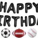 2 x Sports Birthday Party Decorations Football Basketball Baseball Soccer Balloons, Aluminium Foil Happy Birthday Banner Sports Themed Party Supplies for Boys Kids
