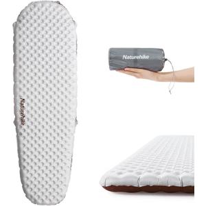Naturehike Ultralight Insulated Sleeping Pad with R5.8, 3.2in Thickened Patchworkable Inflatable Double Sleeping Mat for Camping, Hiking, Climbing with Inflatable Bag (Silver-Mummy)