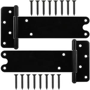 8 in T-Strap Shed Door Hinges,2 Pack Heavy Duty Tee Hinge, 300 Lbs Capacity, Black Gate Strap Hinges, Black Wrought Hardware for Wooden Fences, Barn Door, Shed Doors (Patent Pending)
