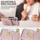 Asuwish Phone Case for Samsung Galaxy S24 5G Wallet Cover with Tempered Glass Screen Protector and RFID Blocking Ring Stand Credit Card Holder Leather Cell Accessories S 24 24S G5 Women Men Rose Gold