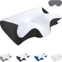 EDX Cervical Pillow for Pain Relief, Ergonomic Side Sleeper Pillow for Orthopedic Contour Support for Bed Sleeping, Memory Foam Orthopedic Pillow for Back Stomach Sleepers,Dark Gray