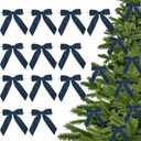 3.5" Navy Blue Pre Tied Bows Velvet Ribbon Bows, Gift Bows for Presents, Ribbon Bows with Twist Ties for Wreaths, Christmas Tree, Treat Bags, Party Decor, Christmas Package Bows-12 Counts