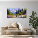Ateliart Landscape Wall Art Scenery Nature Canvas Wall Art Painting Living Room, Panoramic Green Scenery Wall Decor Large Framed Bedroom Home Office Kitchen Dining Room 40"x20"