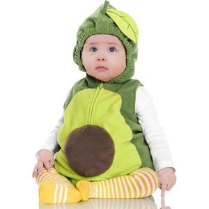 Baby Halloween Costumes Animal or Fruit Costume Zipper Hooded Sleeveless Romper & Stockings Infant Cosplay Outfit (18-24 Months, B-green Avocado)