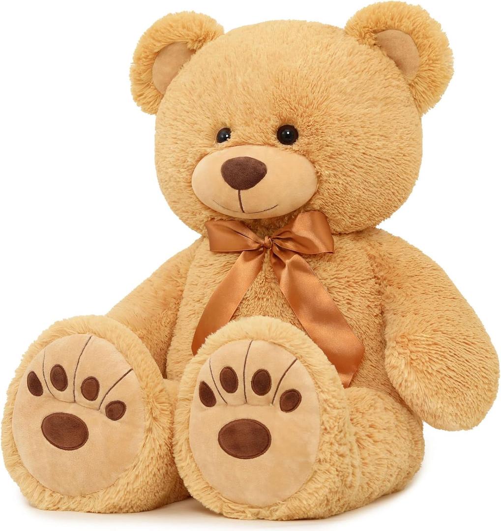 MorisMos 36in Giant Teddy Bear Stuffed Animal, Big Soft Teddy Bear Plush, Cuddly Large Bear Gift for Women, Girls, Boys Birthday, Christmas, Baby Shower (Light Brown)