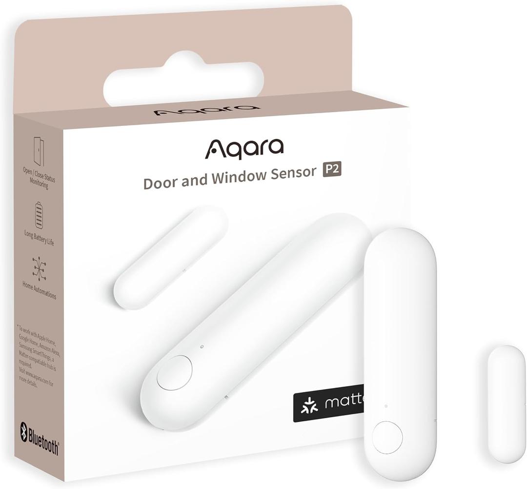Aqara Door and Window Sensor P2, Matter Over Thread, Requires Thread Border Router, Contact Sensor with Remote Alarm and Local Automation, Supports Apple Home, Google Home, Alexa
