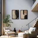 Framed Abstract Geometric Wall Art Beige Black Modern Canvas Print Modern Painting Poster Picture Gallery Artwork Suitable for Living Room Bedroom Office Hallway 16x24 inch 2-Pack