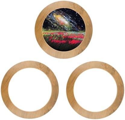 3 PCS Wooden Embroidery Frame for Display, 6 Inch Round Decorative Embroidery Hoop Display Frame for Finished Cross Stitch, DIY Art Craft Sewing Ornaments (Not Included Hoop)