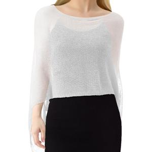1 Pcs Women Sheer Poncho Shrug Summer Sheer Blouse Top Lightweight Poncho Sheer Bolero for Formal Evening Dress (White, One Size)