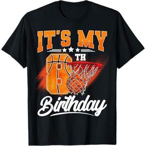 It's My 8th Birthday Boy Basketball 8 Year Old Bday Kids T-Shirt (Small)