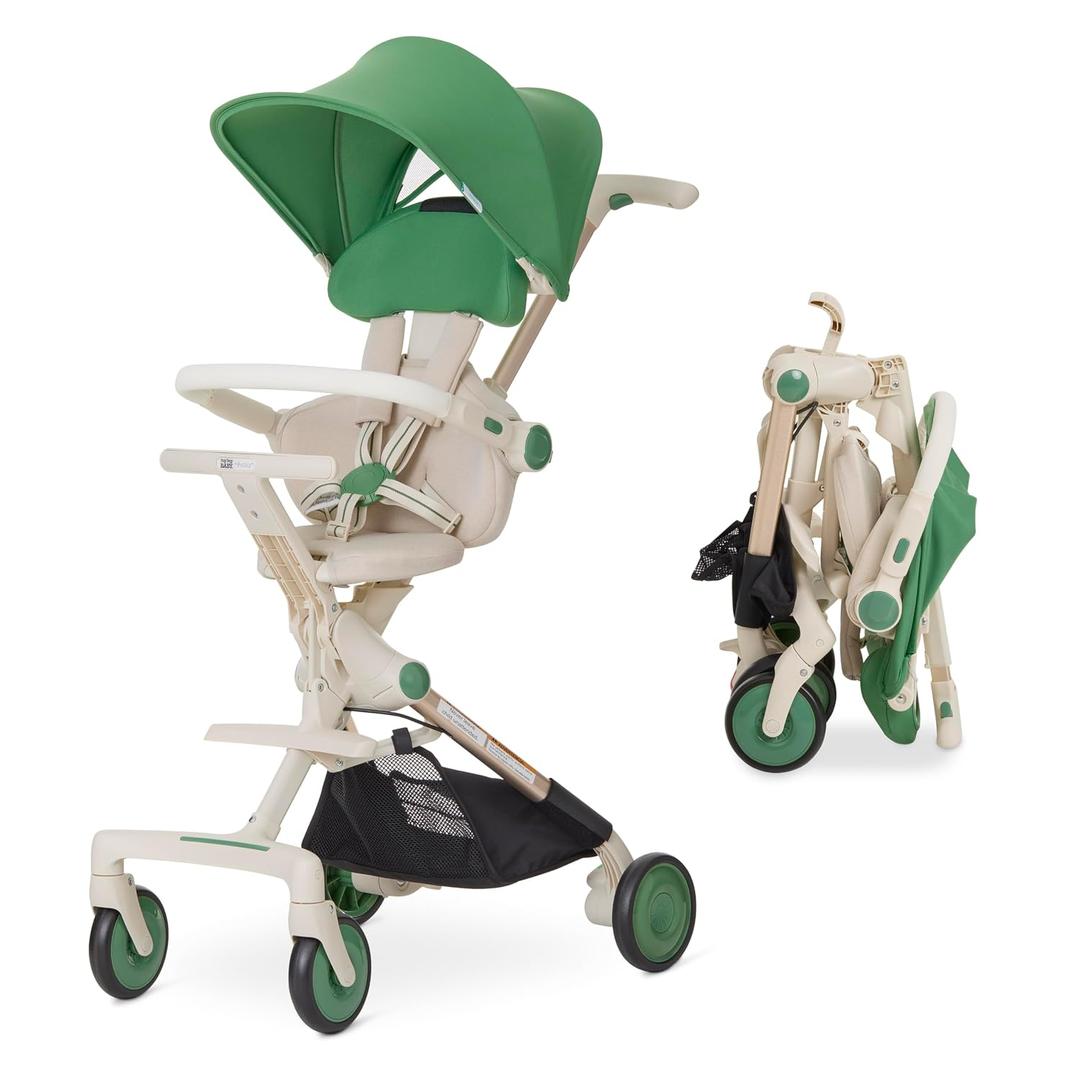 Evolur Velo Rider Travel Stroller Compact, Lightweight Umbrella Stroller for Toddlers 636 Months, One-Hand Fold, Footrest, Rear Platform, 5-Point Harness, Portable & Travel-Friendly