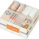 Criusia Drawer Organizer Clothes, 14 Pack Dresser Organizer for Baby Clothes, Underwear, Sock- Foldable Closet Organization and Storage Dividers Bins for Nursery, Bedroom and Dorm (Beige)