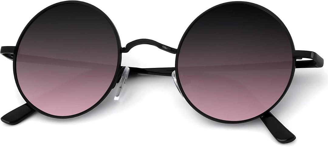 KALIYADI Round Polarized Sunglasses for Men Women Retro Metal Hippie Circle Style Sun Glasses UV Protection