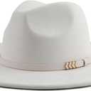 Pro Celia Wide Brim Fedora Hat for Men Women Big Rancher Felt Hat (US, Alpha, One Size, Belt-Ivory)