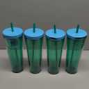 Reusable Tumbler 26oz Set with Straw, 4 Pack Double Wall Insulated Cups, Green