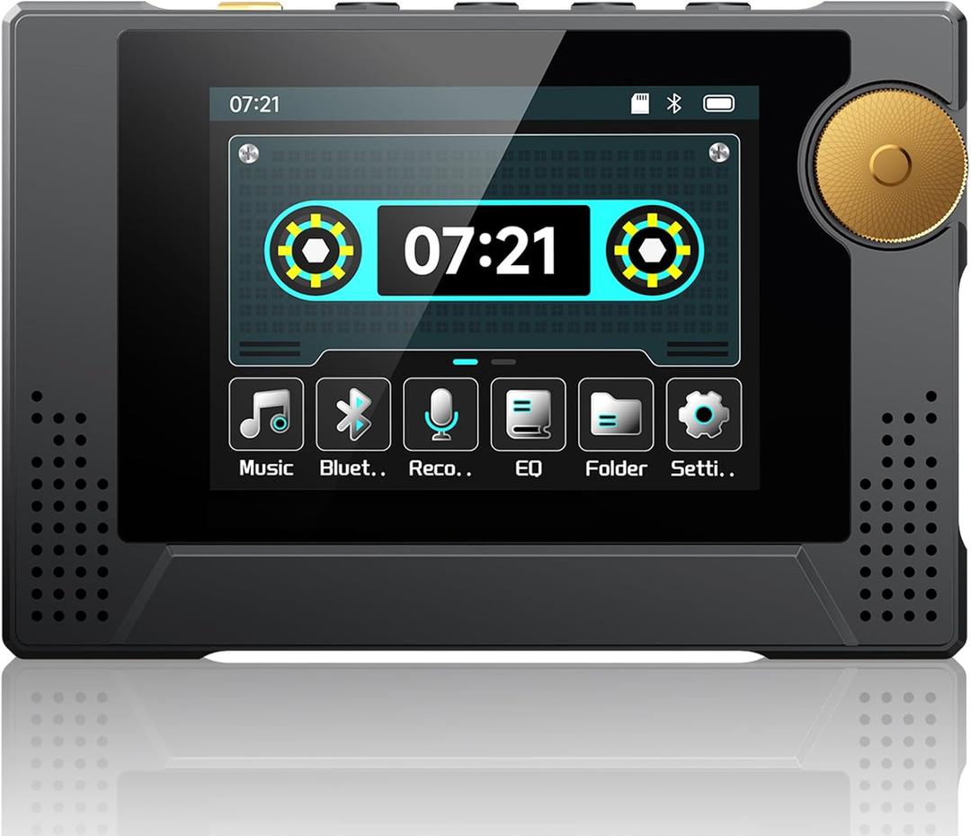 64GB 80s Retro MP3 Player with HD Speaker,MP3 Cassette Nostalgia Player,Dynamic Retro UI,Tape Drive Shape,Portable Bluetooth MP3 Music Player 50 Hours Long Battery Life, 2.4" Touchscreen (Black)