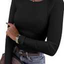 ANRABESS Women Long Sleeve Shirts Rib Knit Slim Fit Tops Basic Tee Spring Outfits Casual T-Shirt Underscrubs Layer Clothes (Black, L)