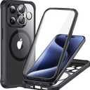 ESR for iPhone 15 Pro Case, Compatible with MagSafe, Full-Body Military-Grade Drop Proof Case for iPhone 15 Pro with Built-in 9H+ Tempered Glass Screen Protector, Clear Black