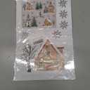 4 x Mfault Christian Winter Snowy Village Window Clings, Religious Church House Barn Pine Tree Stickers Decals Decorations, Farmhouse Rustic Christmas Snowflake Bird Home Living Room Kitchen Decor