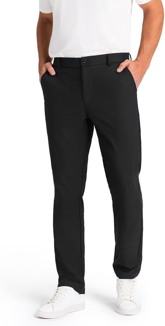 Mens Classic Fit Golf Pants Stretch Dress Pants 30''/32''/34'' Lightweight Casual Suit Pants with Pockets (Black, 34w × 32L) Mens Classic Fit Golf Pants Stretch Dress Pants 30''/32''/34'' Lightweight Casual Suit Pants with Pockets (Black, 34w × 32L)