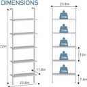 aboxoo Ladder Shelf 2 PCS White Bookshelf 5-Tier Wooden Open Shelf Wall-Mounted Wood Rack Industrial Modern Plant Flower Stand Utility Organizer Bookcase Metal Frame Furniture Office Kitchen Bedroom