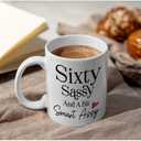 60th Mug, 60th Birthday Gifts for Women, Funny Gift for 60th Woman, 60 Birthday Party Decorations for Her - 60 Gift for Her - Christmas Gifts for Mom, Grandma, Wife 11 oz white