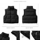 Cityork Women's Puffer Vest Lightweight Sleeveless Winter Outerwear Full Zipper Warm Padded Gilet Jacket Coat with Pockets (Black) XL