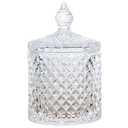 EWEIGEER Colorful Crystal Glass Candy Snack Barrel Storage Jar Embossed Luxury Cookie Buffet Canister With Lids Jewelry Box Jar Biscuit Containers(Clear)