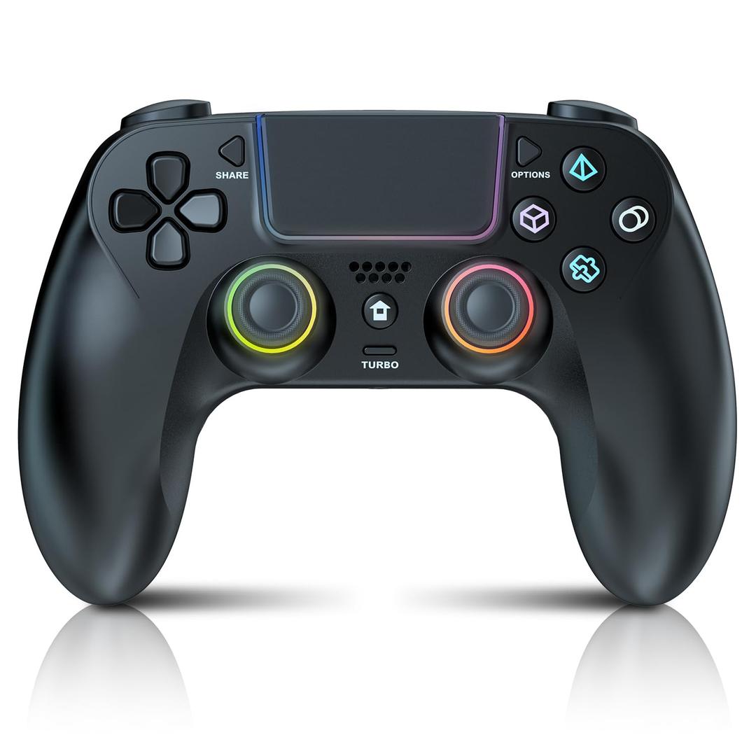 GUOC LED Wireless Controller for PS5 with Hall Effect Joystick and Trigger,4 Macro Boutton Extended Grip Controller Compatible with PS5 Pro/Slim, Dual Vibration, Remap/Turbo Function (Black)