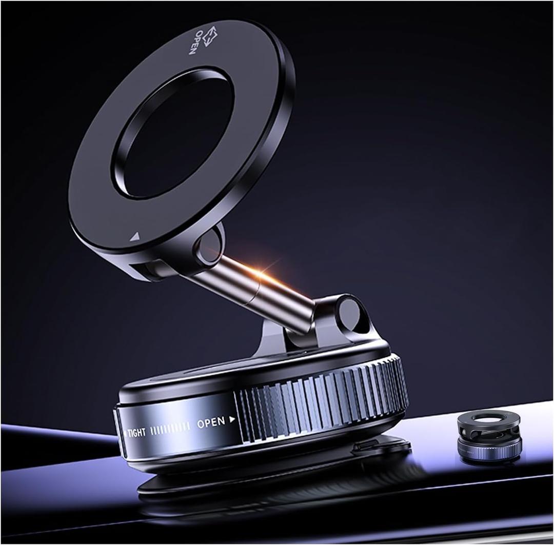 Car Phone Holder 360 Nano Gel Vacuum Magnetic Phone Holder,for Magsafe[108+LBS Strongest Suction&3000gf Strongest Magnetic],Suction Cup Phone Mount for Car/for Android and iPhone16