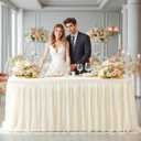 6 Pack Ivory Tablecloth for 6 Foot Rectangle Tables with Tulle Table Skirt, 72" x 30"