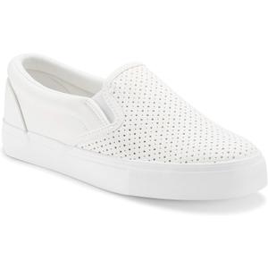 JENN ARDOR Womens Slip On Sneakers Perforated/Quilted Casual Shoes Fashion Walking Flats (6, White06)
