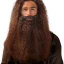 JEGERMIG Grey Wizard Curly Wig and Beard Christmas Funny Cosplay Santa Claus Costume Accessory for Adults