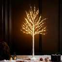 Lighted Birch Tree, 6 FT Prelit White Artificial Christmas Trees with 144 Warm White LED Lights and Timer for Indoor Outdoor Garden Wedding Party Christmas Decoration