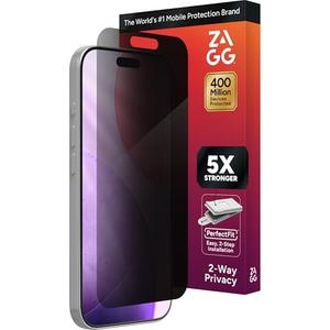 ZAGG Glass Elite Privacy Screen Protector for iPhone 17 Pro - 2-Way Privacy Filter, 5X Stronger, Fingerprint-Resistant, InvisibleShield, Easy Two-Step Installation