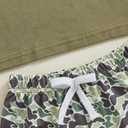 Toddler Baby Boy Summer Clothes Retro Embroidery Duck Hunting Shirts T-Shirt + Elastic Camouflage Shorts Set (Army Green)