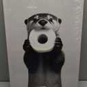 Funny Otter Bathroom Wall Art Decor, Humorous Animal Black and White Canvas Wall Art, Cute Otter Holding Toilet Paper Roll Canvas Artwork Print for Bathroom Toilet Restroom Washroom Wall Decor 16x24''
