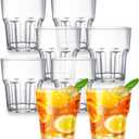 Tebery 8 Pack Clear Plastic Tumblers Cups, 8 Oz BPA-Free Reusable Drinking Water Cup, Small Mini Stackable Juice Cup, Unbreakable