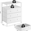 3-Drawer LED Nightstand with Charging Station, White, 15.8"D x 24"W x 29.5"H