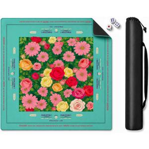Red Rose Mahjong Mat 33x33 Inch, Floral Mahjong Mat with Carry Bag, Non-Slip Noise Reducing Waterproof Mahjong Table Mat for American Mahjong, Poker & Board Games