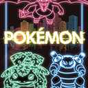 Trends International Pokémon - Neon Group Wall Poster, 22.375" x 34", Premium Unframed Version, 34"L x 22.4"W