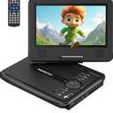 POFOTO 9.5" Portable DVD Player for Kids and Car with 7.5" Swivel Screen, 4-6 Hour Working Time, Car DVD Player with Dual Speakers, Remote Control, Support Sync TV, Region Free USB/SD/AV- Black