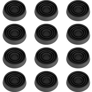 Furniture Coasters, 1.5X1.5 Rubber Caster Cups Non Slip Furniture Pads Non Skid Furnitures Grippers Anti Slide Floor Protector for Bed Couch Table Chair Stoppers (Black, 12 Pack)