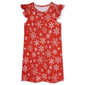 Funnycokid Girls Christmas Nightgown size 8 9 reindeer Pajamas Dress Kids Short Sleeve Sleepwear Red Nightshirt Party, 8-9 Years