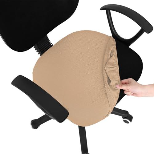 Smiry Stretch Jacquard Office Computer Chair Seat Covers, Removable Washable Anti-dust Desk Chair Seat Cushion Protectors - Camel