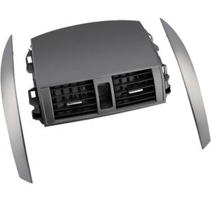 Center A/C Dash Air Vent & Cover Strips Trim Left+Right Pair (Gray), Compatible with 2008-2013 Corolla, Upper Dashboard Trim Cover Outlet Grille Panel, Replaces# 55663-02060 55436-02330 55435-02370