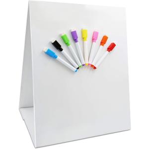 Magnetic Tabletop Desktop Easel &Whiteboard with Bonus 8X Dry Erase Markers. Double Sided and Self-Standing (16 X 12.5)