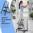 2 x 2-Step Ladder with Wide Anti-Slip Platform & Thick Rubber Feet | Heavy Duty Foldable & Portable | 330 lbs Capacity, Steel Frame, Rubber Handgrip, Folding Step Stool