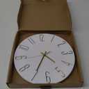 Faupugh Wall Clock Battery Powered 12 inch Silent Wall Clock, Exquisite Modern Style Decorative Clock, Suitable for Home, Office, School, Kitchen, Bedroom, Living Room (White)